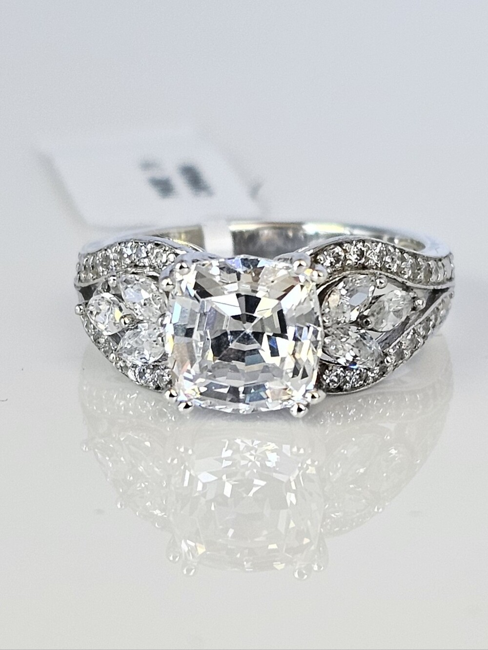 Authentic Designer Diamond Simulant Ring Sterling Silver Size 7!
